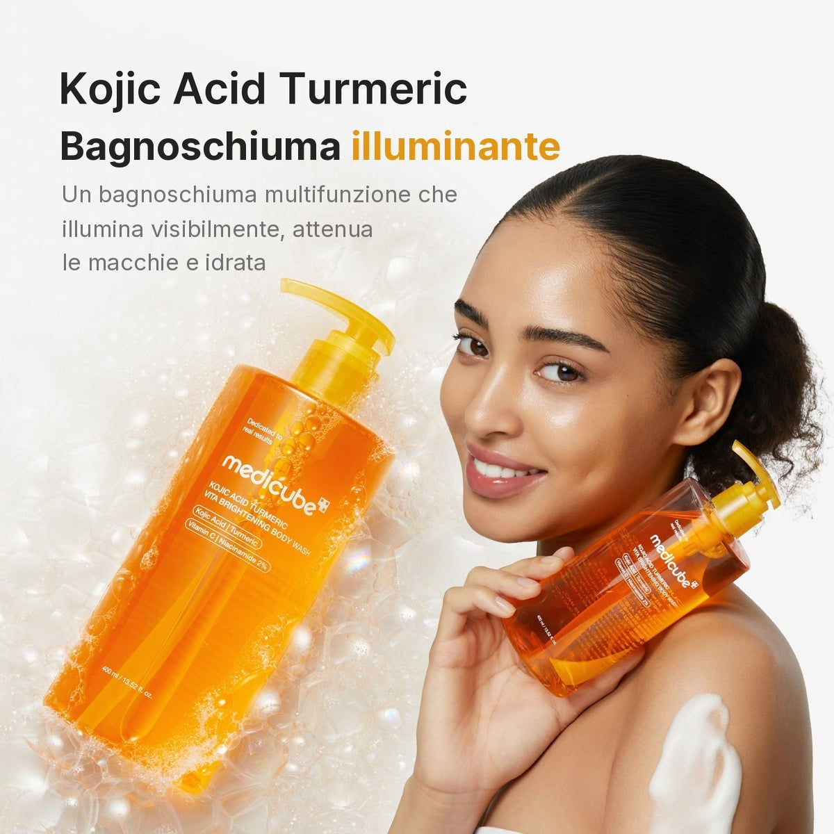 Bagnoschiuma illuminante Acido Cogico e Curcuma