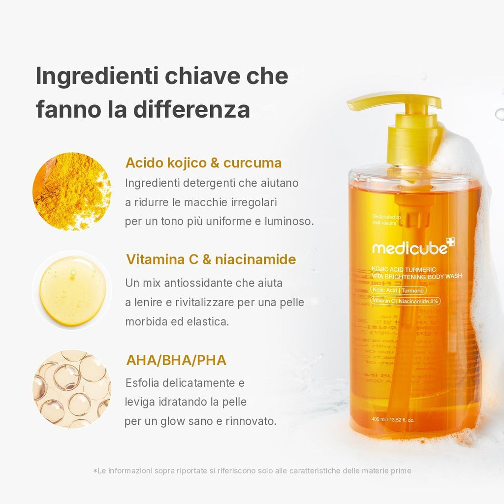 Bagnoschiuma illuminante Acido Cogico e Curcuma