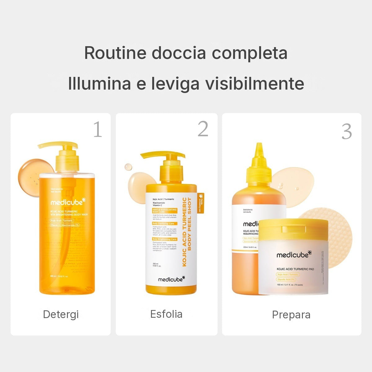 Bagnoschiuma illuminante Acido Cogico e Curcuma