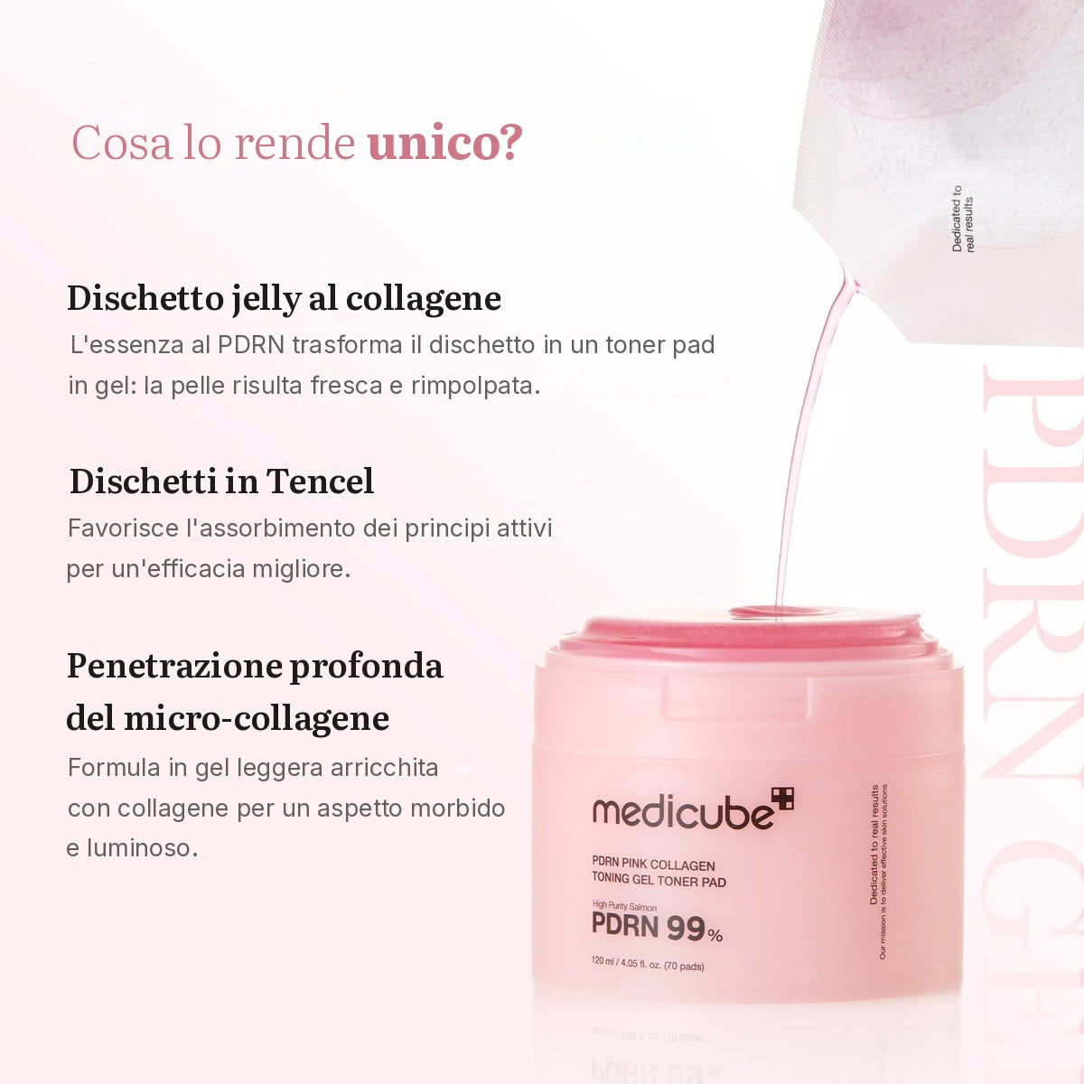 Dischetto tonico in gel PDRN Pink Collagen