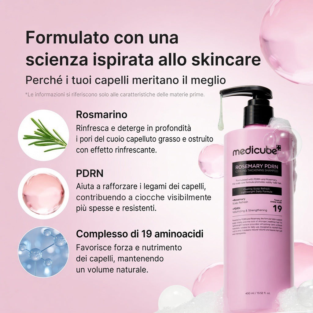 Shampoo rinfrescante volumizzante Rosmarino PDRN