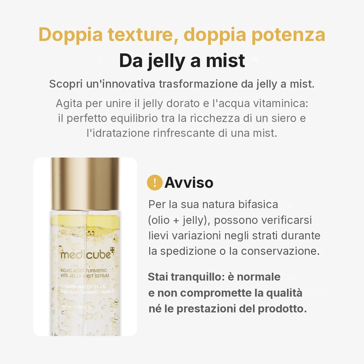 Siero spray Gold Jelly Vitamine Acido Cogico e Curcuma